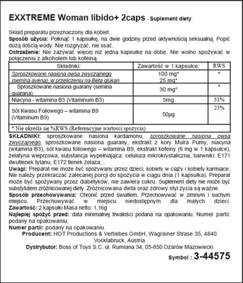 Kapsułki eXXtreme Libido dla kobiet Hot