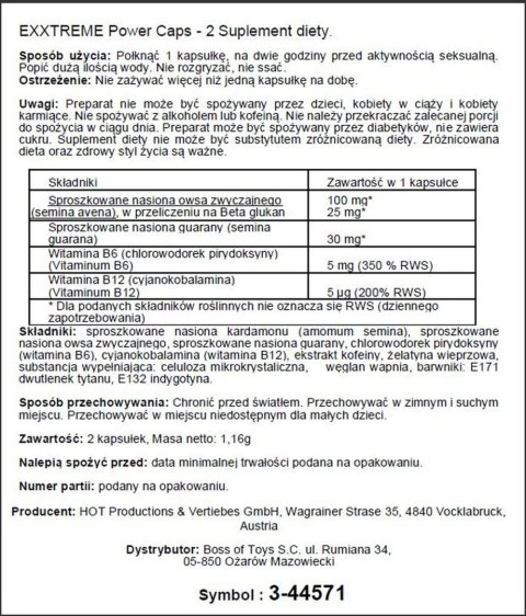 Kapsułki eXXtreme Power Hot dla mężczyzn