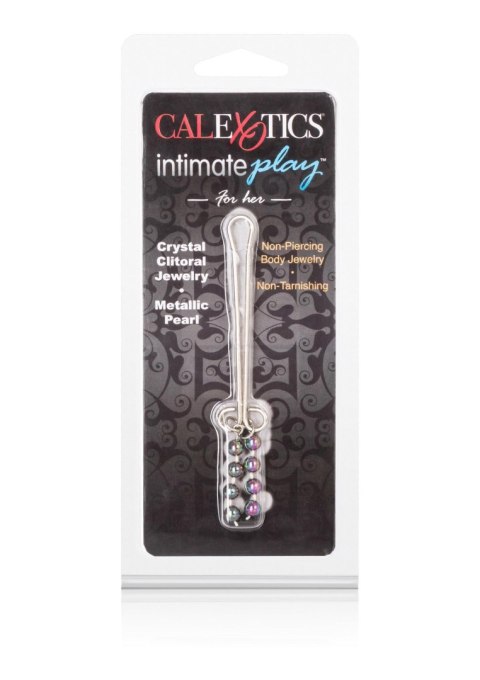 Klips na łechtaczkę z koralikami Calexotics stalowy niebieski 11 cm