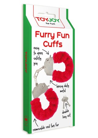 Kajdanki piórkowane ToyJoy Furry Fun czerwone