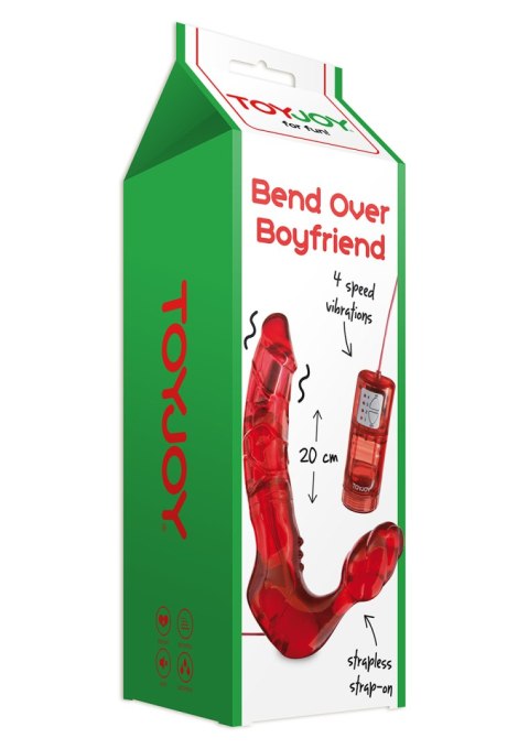 Strap-on z wibracją Bend Over Boyfriend ToyJoy czerwony 4 cm