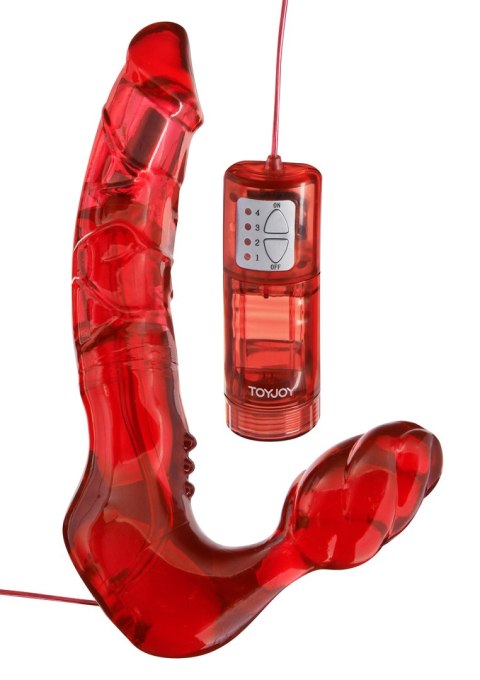 Strap-on z wibracją Bend Over Boyfriend ToyJoy czerwony 4 cm