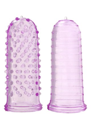Zestaw nakładek na palce ToyJoy fioletowe prążkowane i wypustkowe