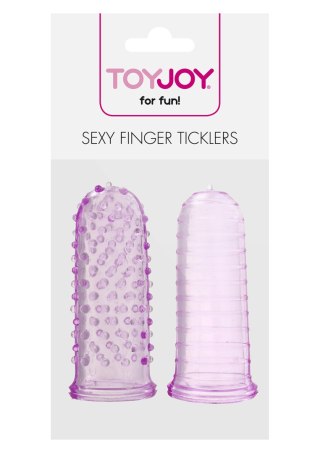 Zestaw nakładek na palce ToyJoy fioletowe prążkowane i wypustkowe
