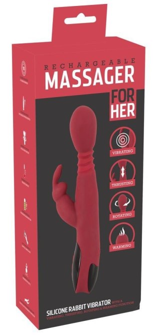 Wibrator króliczek You2Toys silikonowy czerwony rozgrzewający 26,5 cm USB