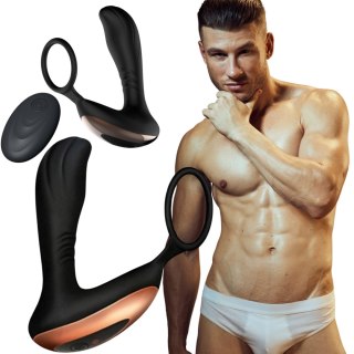 Masażer prostaty z pierścieniem na jądra pilot USB 10 funkcji