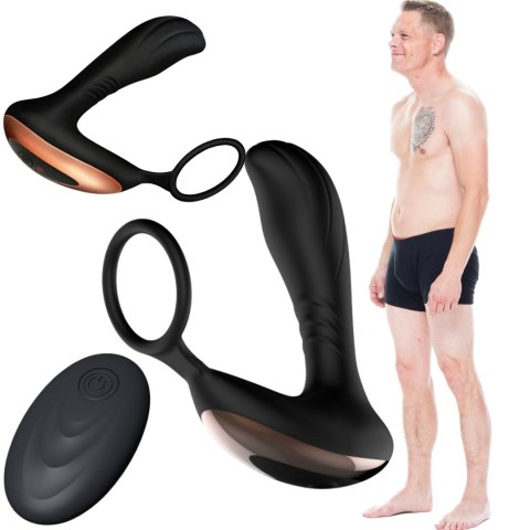 Masażer prostaty z pierścieniem na jądra pilot USB 10 funkcji