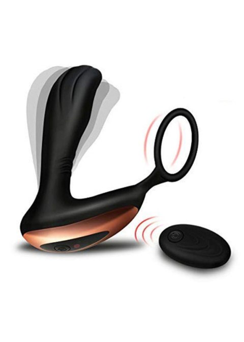 Masażer prostaty z pierścieniem na jądra pilot USB 10 funkcji