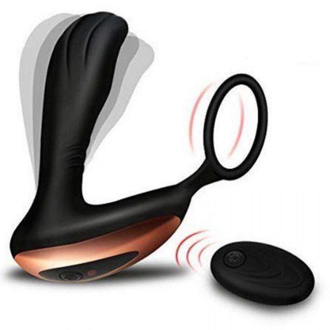 Masażer prostaty z pierścieniem na jądra pilot USB 10 funkcji