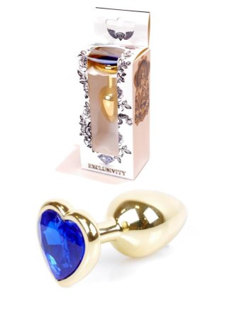 Biżuteria analna HeavyFun Gold Heart ciemnieniebieska 7 cm