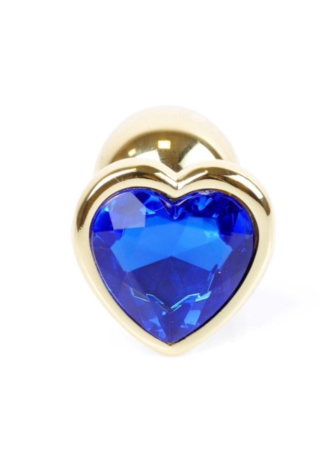 Biżuteria analna HeavyFun Gold Heart ciemnieniebieska 7 cm