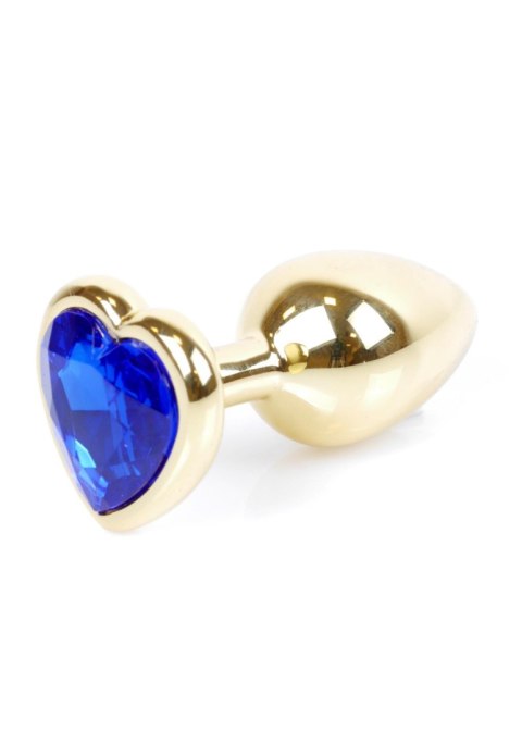 Biżuteria analna HeavyFun Gold Heart ciemnieniebieska 7 cm