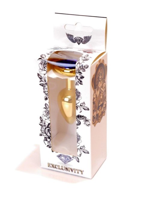 Biżuteria analna HeavyFun Gold Heart ciemnieniebieska 7 cm