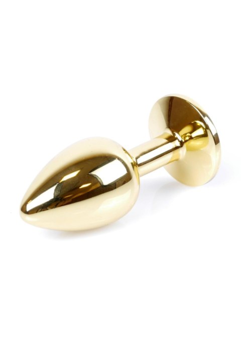 Biżuteria analna HeavyFun korek stalowy złoty czerwony 7 cm