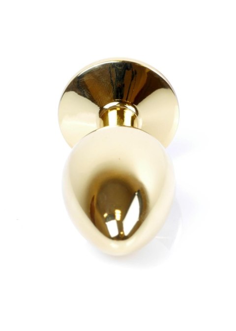 Biżuteria analna HeavyFun korek stalowy złoty czerwony 7 cm