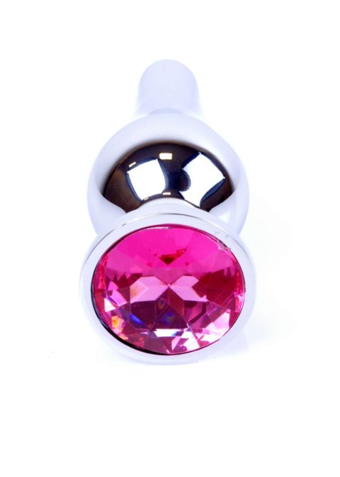 Biżuteria analna HeavyFun srebrna z różowym diamencikiem 9,5 cm