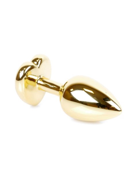 Biżuteria analna HeavyFun złote serce fioletowy korek 7 cm