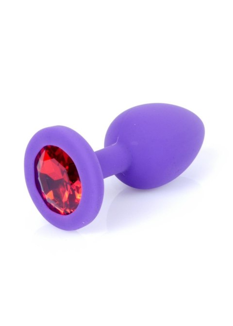 Biżuteria analna silikonowa fioletowa HeavyFun mała czerwony diament 7 cm