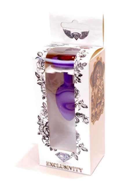 Biżuteria analna silikonowa fioletowa HeavyFun mała czerwony diament 7 cm
