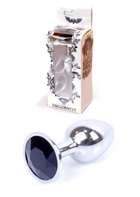 Biżuteria analna srebrna z czarnym diamencikiem 7 cm