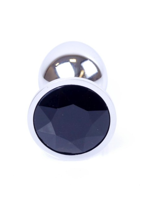 Biżuteria analna srebrna z czarnym diamencikiem 7 cm