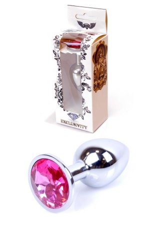 Biżuteria analna srebrna z różowym diamentem HeavyFun 7 cm