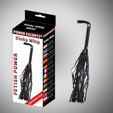 Bicz łaskoczący piórkami Power Escorts Kinky Whipp czarny 45 cm