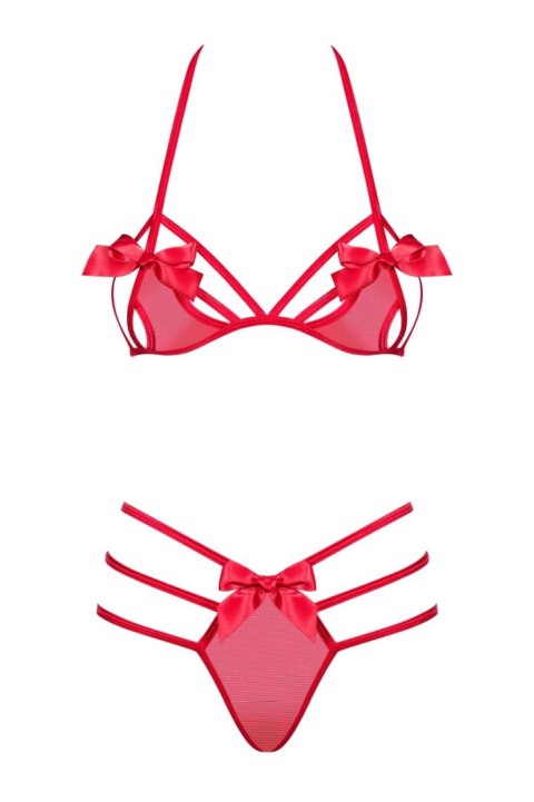 Erotyczny komplet bielizny Giftella Obsessive czerwony S/M