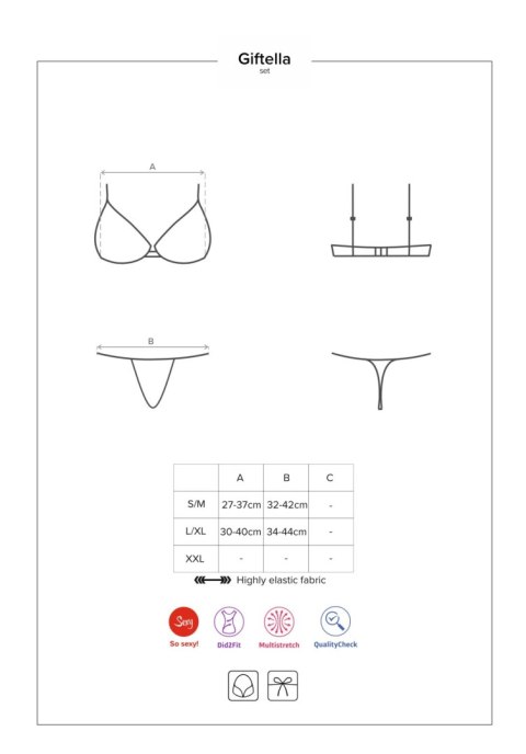 Erotyczny komplet bielizny Giftella Obsessive czerwony S/M