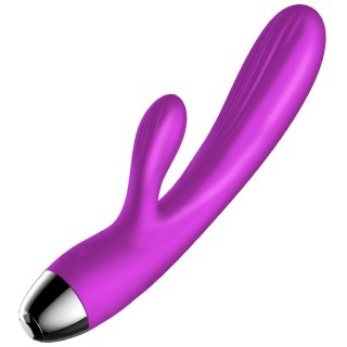 Fioletowy silikonowy wibrator-pulsator USB 14 funkcji z podgrzewaniem