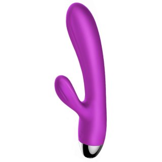 Fioletowy silikonowy wibrator-pulsator USB 14 funkcji z podgrzewaniem