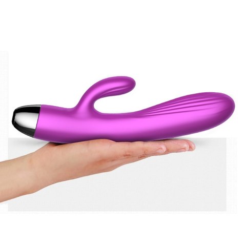 Fioletowy silikonowy wibrator-pulsator USB 14 funkcji z podgrzewaniem