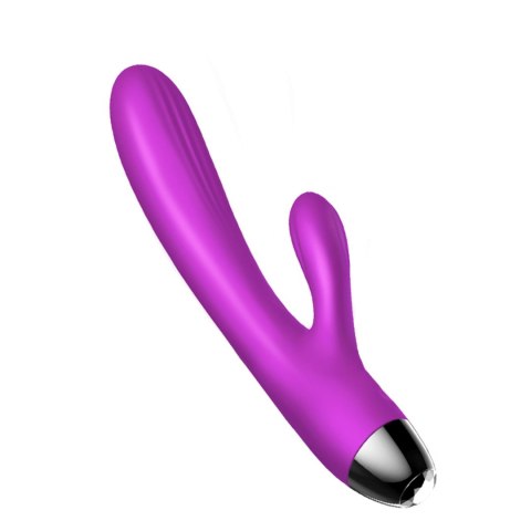 Fioletowy silikonowy wibrator-pulsator USB 14 funkcji z podgrzewaniem