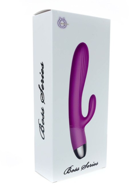 Fioletowy silikonowy wibrator-pulsator USB 14 funkcji z podgrzewaniem