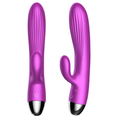Fioletowy silikonowy wibrator-pulsator USB 14 funkcji z podgrzewaniem