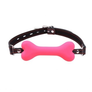 Knebel silikonowy w kształcie kości Kinky Pleasure różowy
