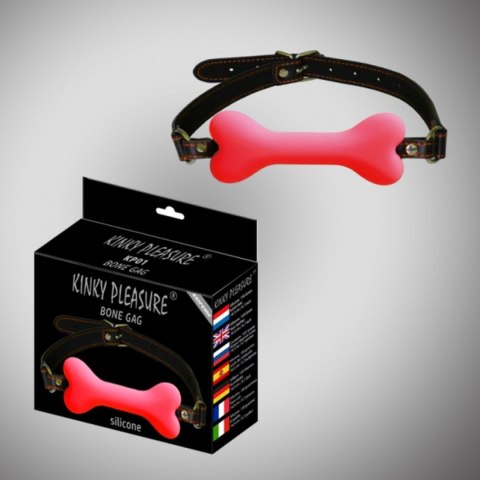 Knebel silikonowy w kształcie kości Kinky Pleasure różowy