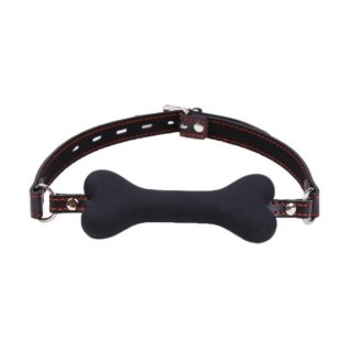 Knebel w kształcie kości silikonowy Kinky Pleasure czarny