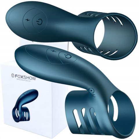 Pierścień wibracyjny silikonowy B Series Fox niebieski USB 7 trybów