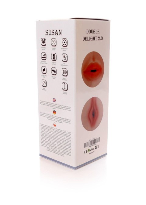 Masturbator Susan Double Delight 2.0 z wibracją 36 funkcji USB 22 cm