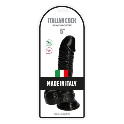 Realistyczne dildo Italian Cock Toyz4lovers czarny 16 cm z przyssawką