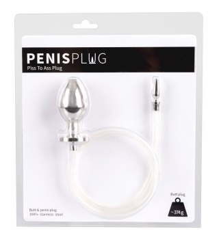 Penisplug stalowy z wtyczką analną i rurką 76 cm