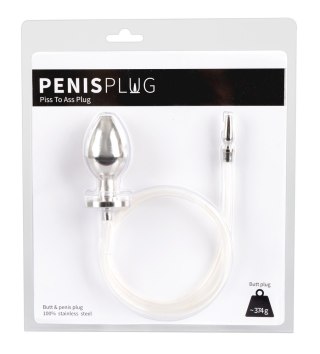 Penisplug stalowy z wtyczką analną i rurką 76 cm