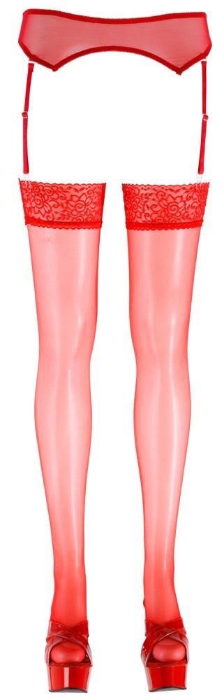 Pończochy Cottelli LEGWEAR czerwone z koronką 20 den