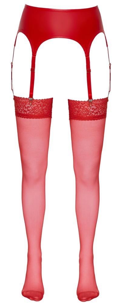Pończochy Cottelli LEGWEAR czerwone z koronką 20 den