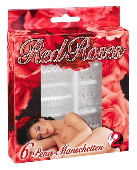 Zestaw 6 pierścieni erekcyjnych Red Roses You2Toys przezroczyste 4,5 cm