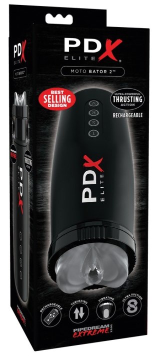 Masturbator PDX Elite Motobator 2 wibrujący z ssaniem USB 23 cm