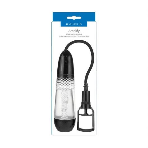 Masturbator z pompką Me You Us Amplify Pump przezroczysty czarny