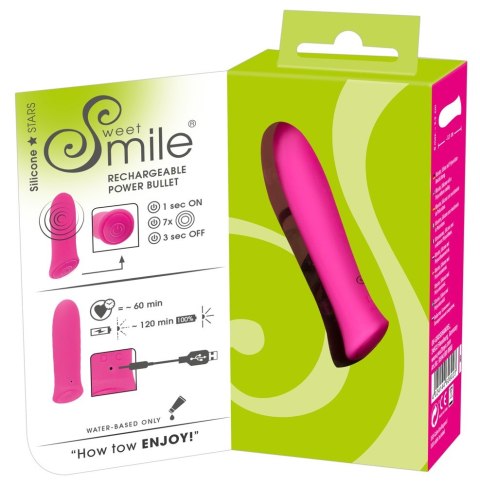 Mini wibrator Sweet Smile Power Bullet silikonowy USB 8,5 cm