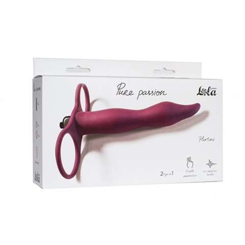 Strap on Pure Passion Flirtini bordowy z wibracją